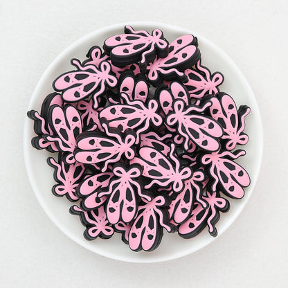 Pink Ballet Shoe Silicone Focal Beads 20 pcs