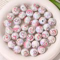 16mm Printed Double Sided Cat Pattern Acrylic Round Beads 20pcs