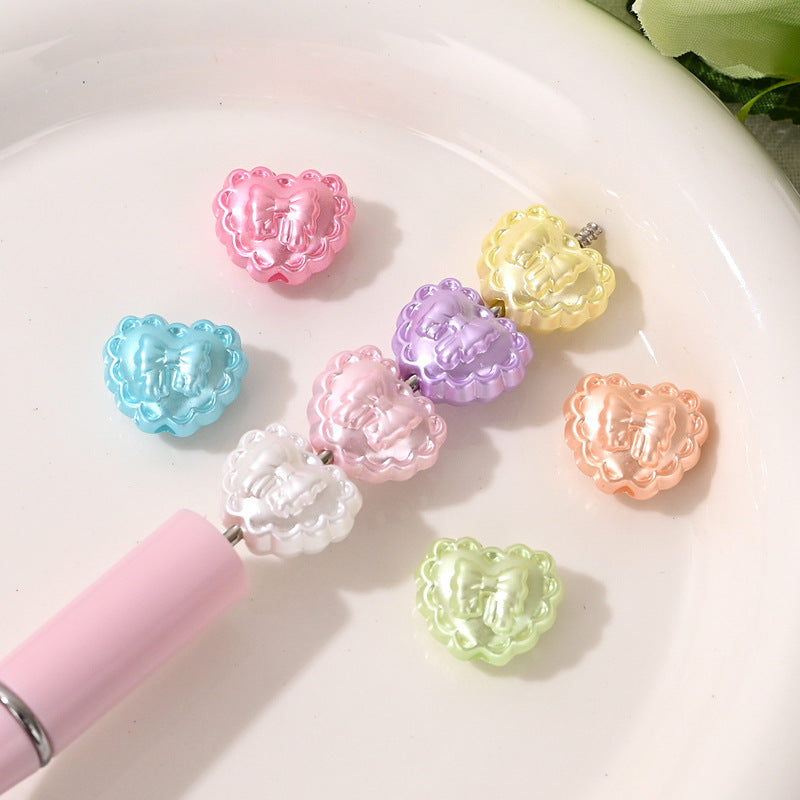 Glossy Heart Bow Acrylic Beads 16mm Approximately 100 Pcs 2