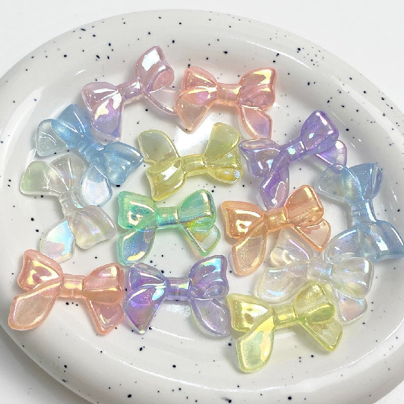 Glow Bowknot Acrylic Beads 24x32mm Iridescent Light In The Dark 10pcs 14