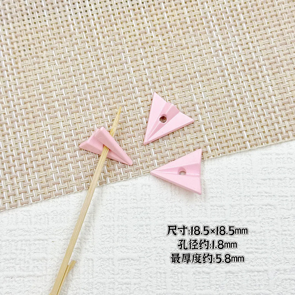 3D Paper Plane Metal Beads 18mm Glossy Spray Painted Alloy 9pcs 4