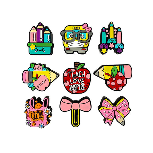 Silicone Focal Beads Teaching Learning Glow In The Dark School Icons 20pcs