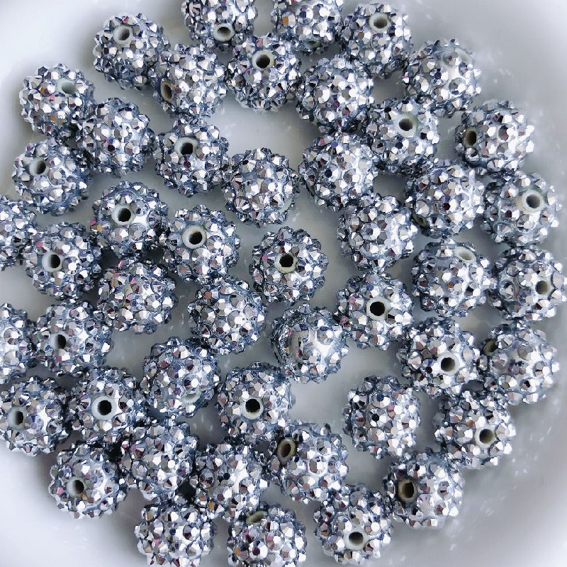Bubblegum Round Rhinestone Beads 14mm Textured Shimmer 50pcs 14