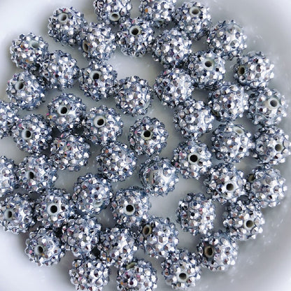 Bubblegum Round Rhinestone Beads 14mm Textured Shimmer 50pcs 14