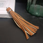 Silver PU Leather Tassel Keychain Metallic 9cm Length - 2 light coffee