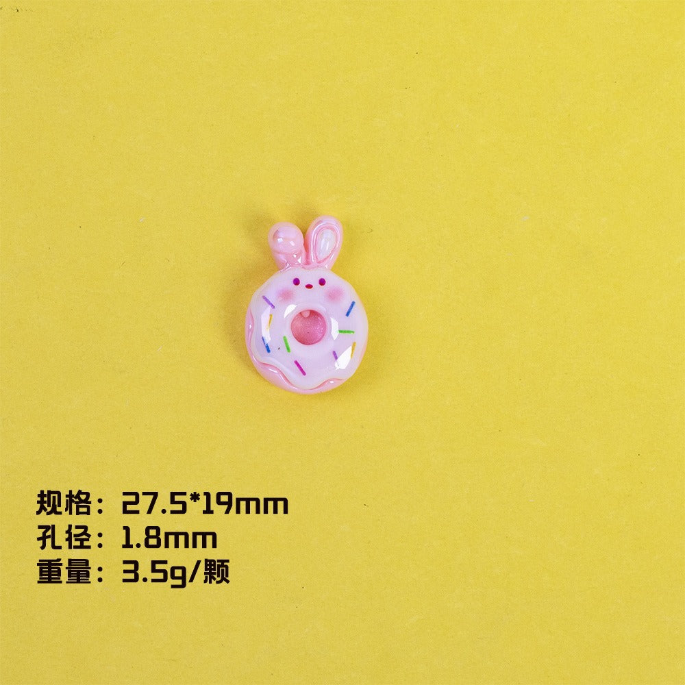 Plating Cute Bunny Donut and Envelope Resin Beads Glossy Pastel 10pcs 8