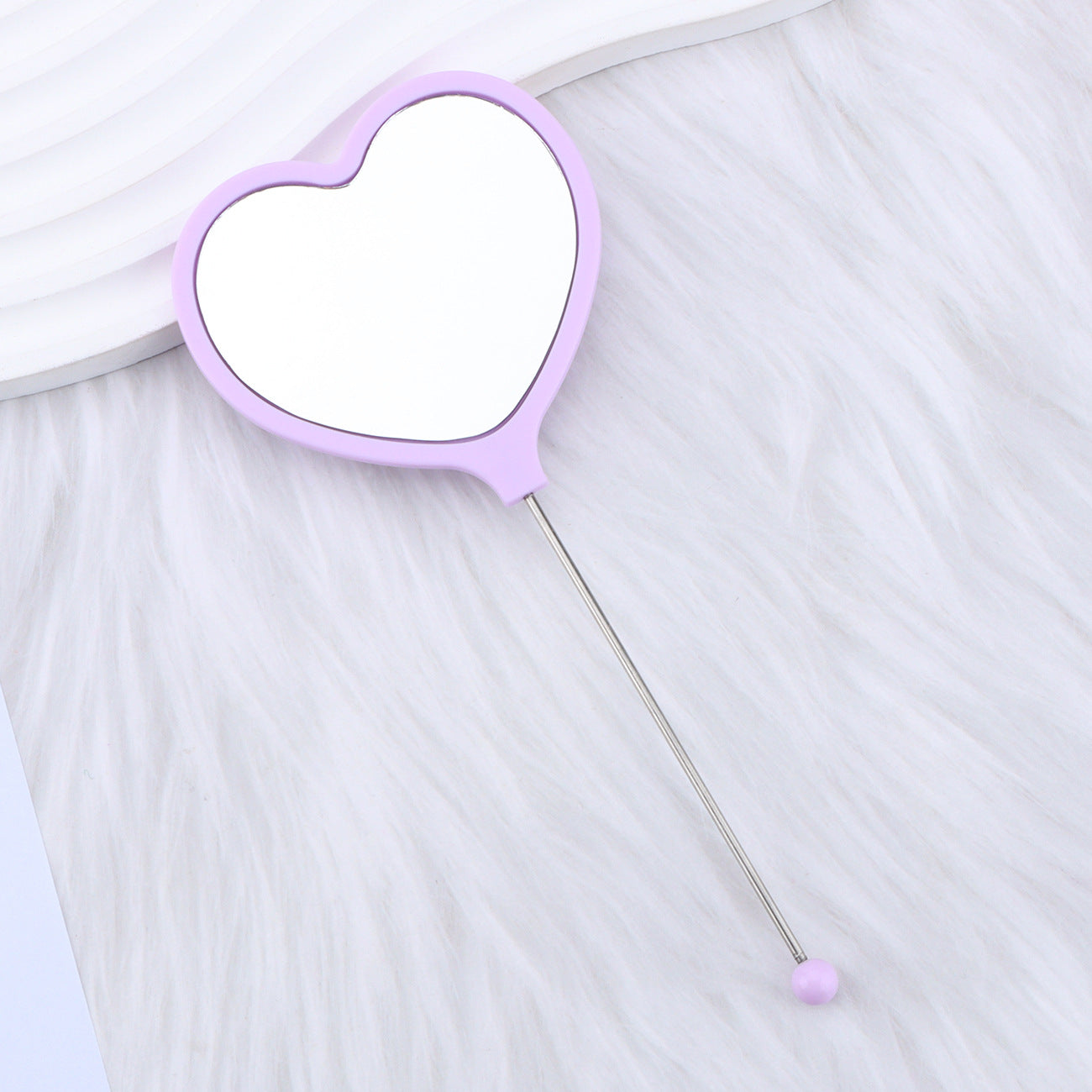 Beadable Plastic Mirrors Handheld Heart-shaped