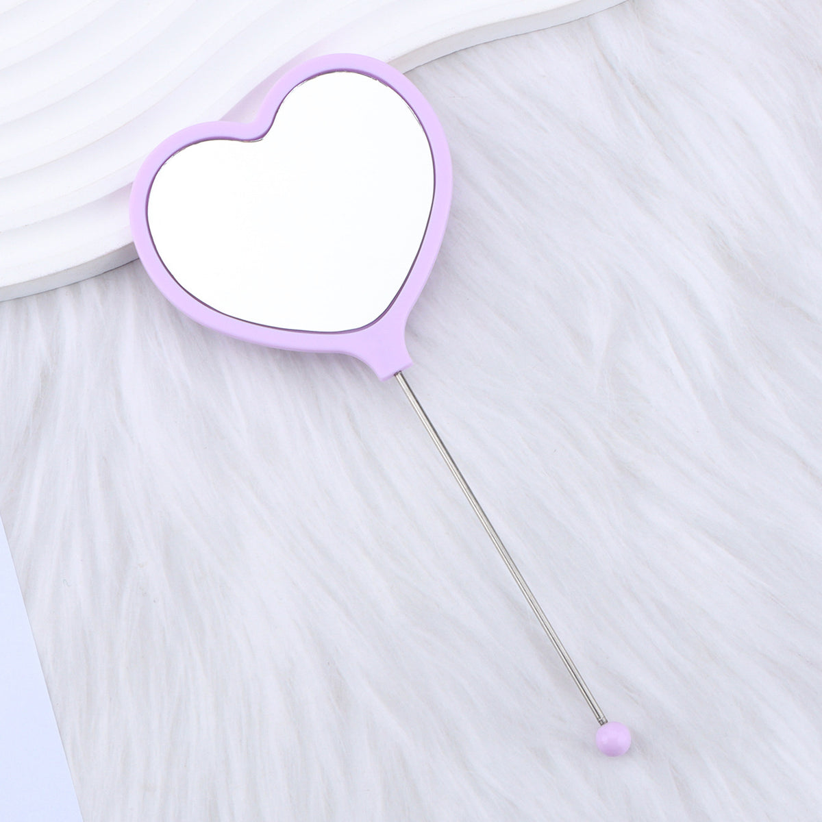 Beadable Plastic Mirrors Handheld Heart-shaped