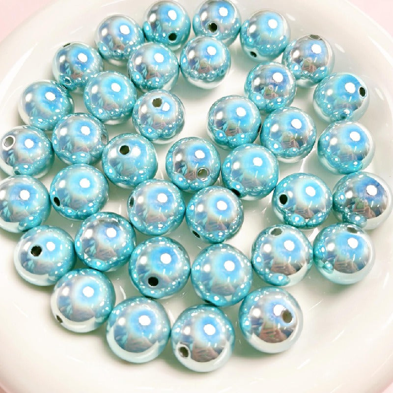 Laser Round Acrylic Beads 16mm Iridescent Glossy Colors 10pcs 3