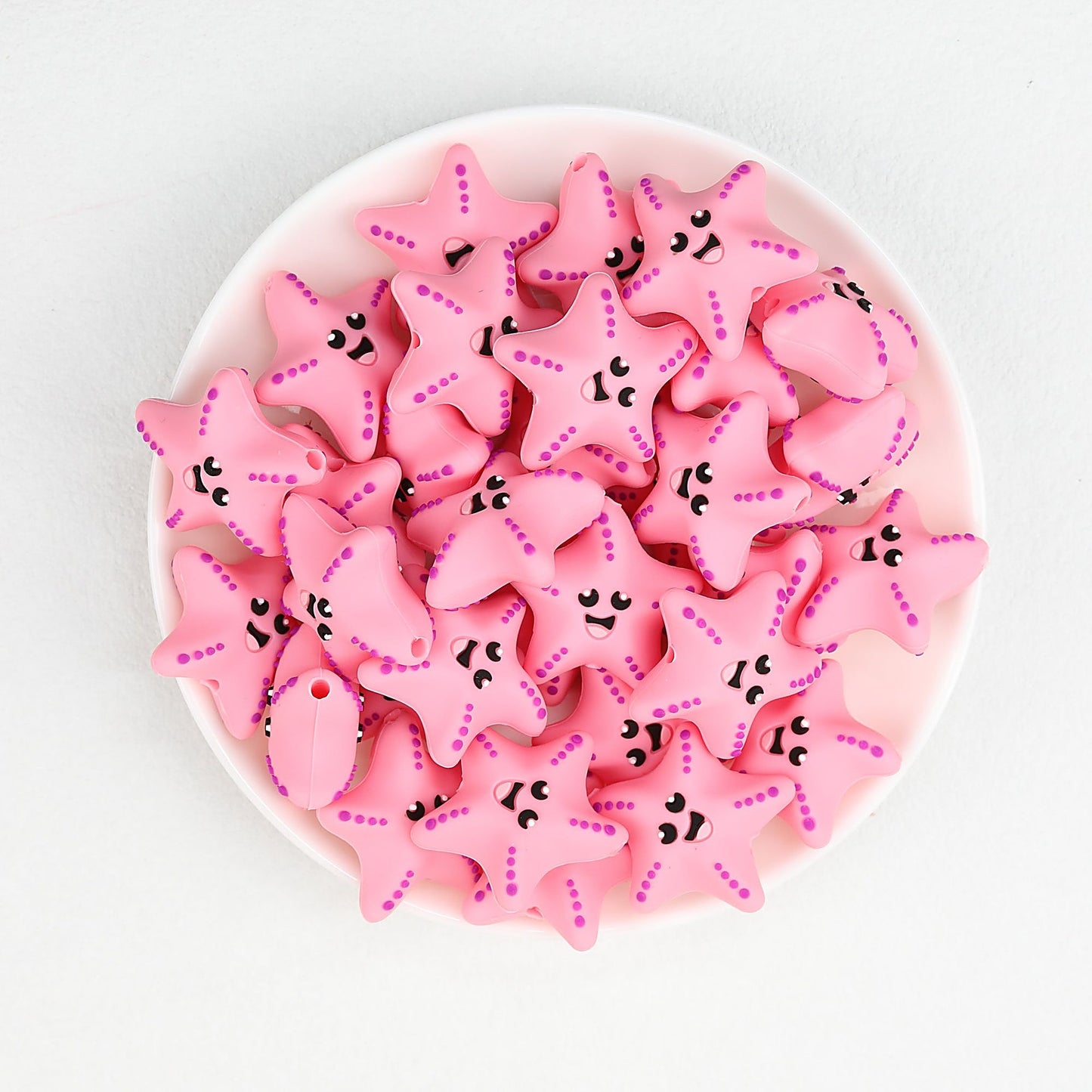 Playful Pink Starfish 3D Silicone Focal Beads 20 pcs