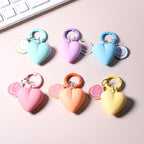 Resin Heart Smiling Face Keychain Pastel Colors Cute Charm
