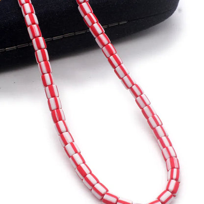 Cylindrical Clay Beads 6mm Two-Color Striped Matte Finish 10strands 630pcs 5