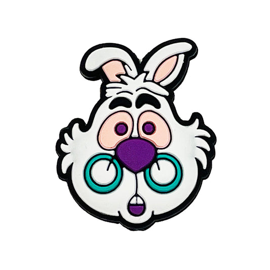 Silicone Focal Beads White Rabbit Alice in Wonderland Teal Glasses Pastel Pink 20pcs