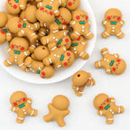 Gingerbread Man 3D Silicone Focal Beads Bowtie 20pcs