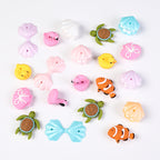 3D Summer Ocean Silicone Focal Beads Turtle Clownfish Seashell 20pcs 2