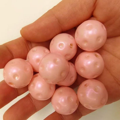 Pink 20mm Golf Ball Style Bubblegum Resin Beads 10pcs 2