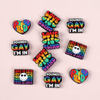 Silicone Focal Beads Rainbow Pride Bold Typography Hearts 20pcs 3