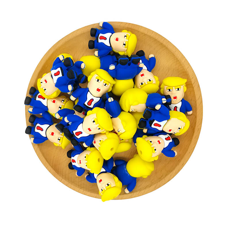 Silicone 3D Focal Beads Blue Suit Men Front View 2