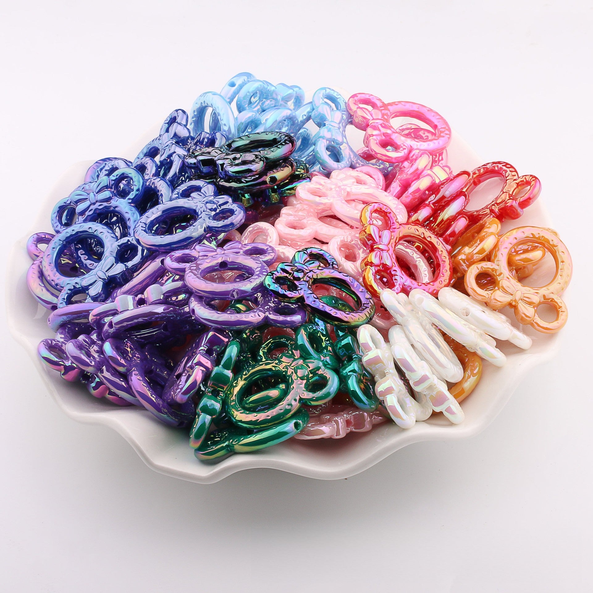 Deep UV Color Plated Solid Color Mickey Ring Head Acrylic Beads 2pcs 4
