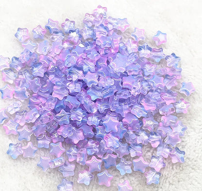 Pentagonal Star Glass Beads 8mm Transparent Pastel Colors 30pcs 6
