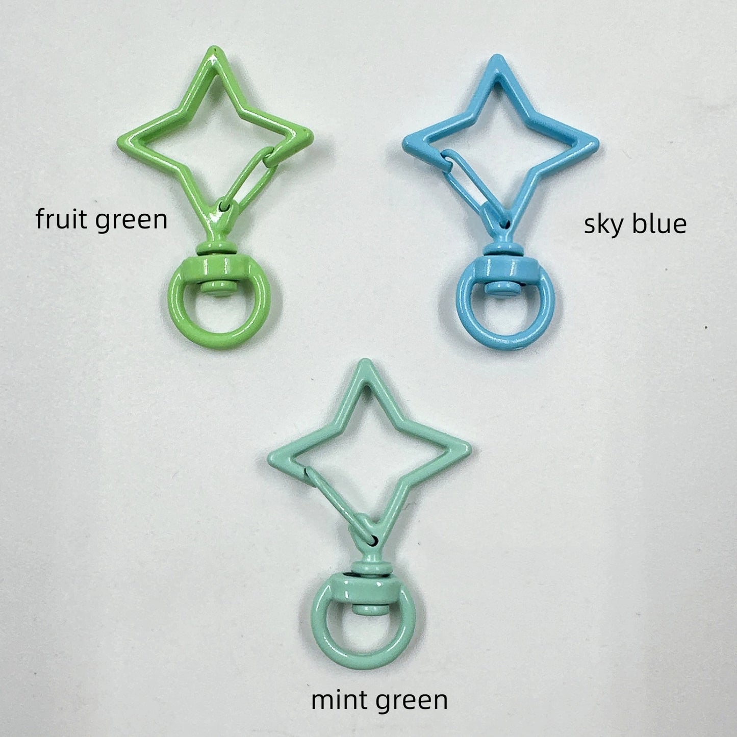 Zinc Alloy Colorful Four Pointed Star Swivel Buckle Keychain Clasps 20pcs 4