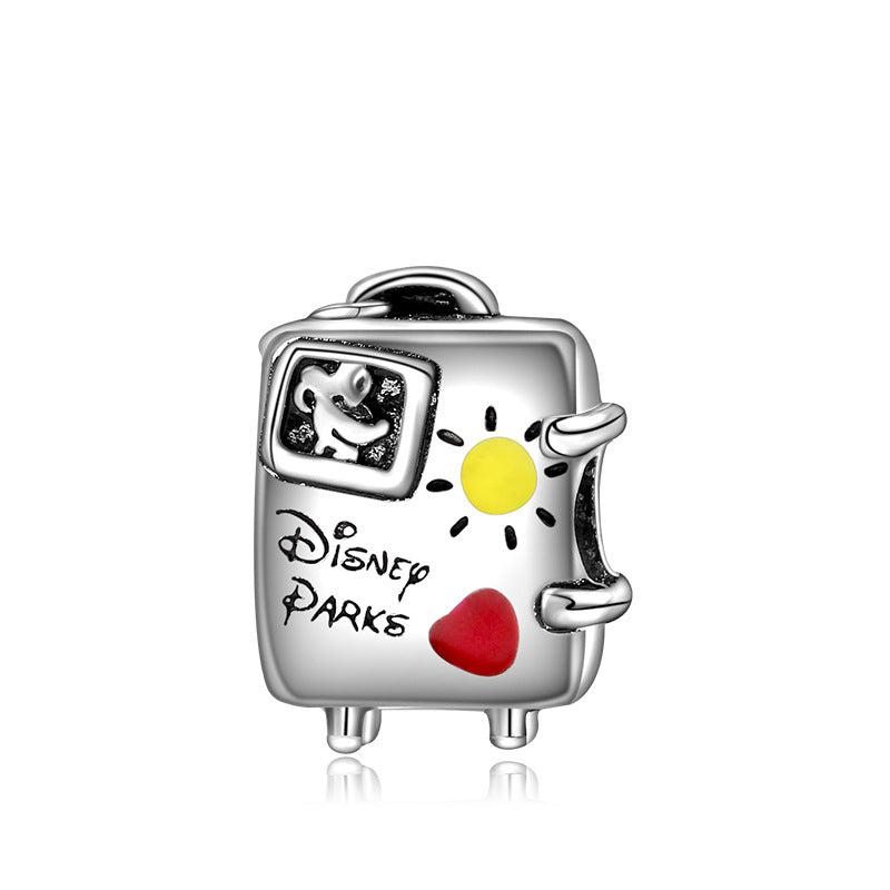 Suitcase Metal Beads 13mm Disney Painted Alloy 10pcs