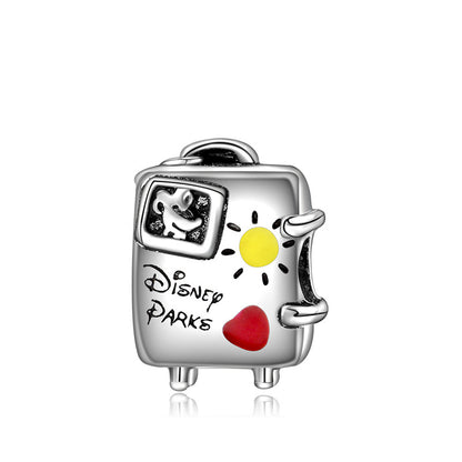 Suitcase Metal Beads 13mm Disney Painted Alloy 10pcs