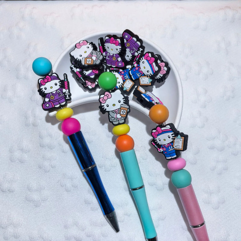 Silicone Focal Beads Medical Staff Kitty Smiling Face 20pcs