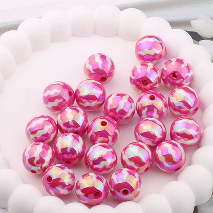 UV Plating Round Acrylic Beads 16mm Watermelon Stripe Printed 20pcs 10