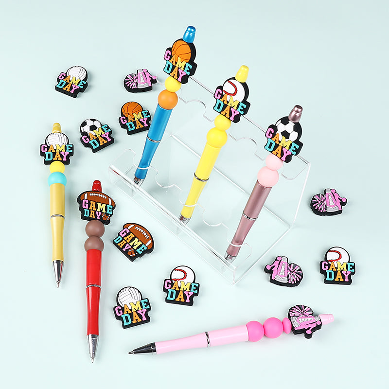Silicone Focal Beads Ball Game Match Day Text 20pcs 10