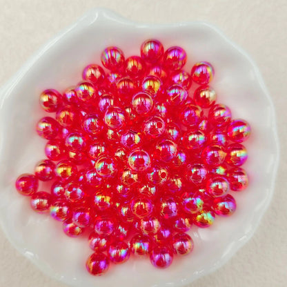 Plating Round Acrylic Beads 12mm Iridescent Transparent 550pcs 10