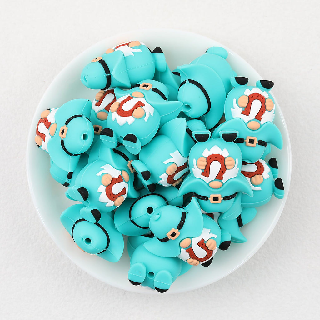 Blue 3D Horseshoe Gnome Silicone Focal Beads 20pcs
