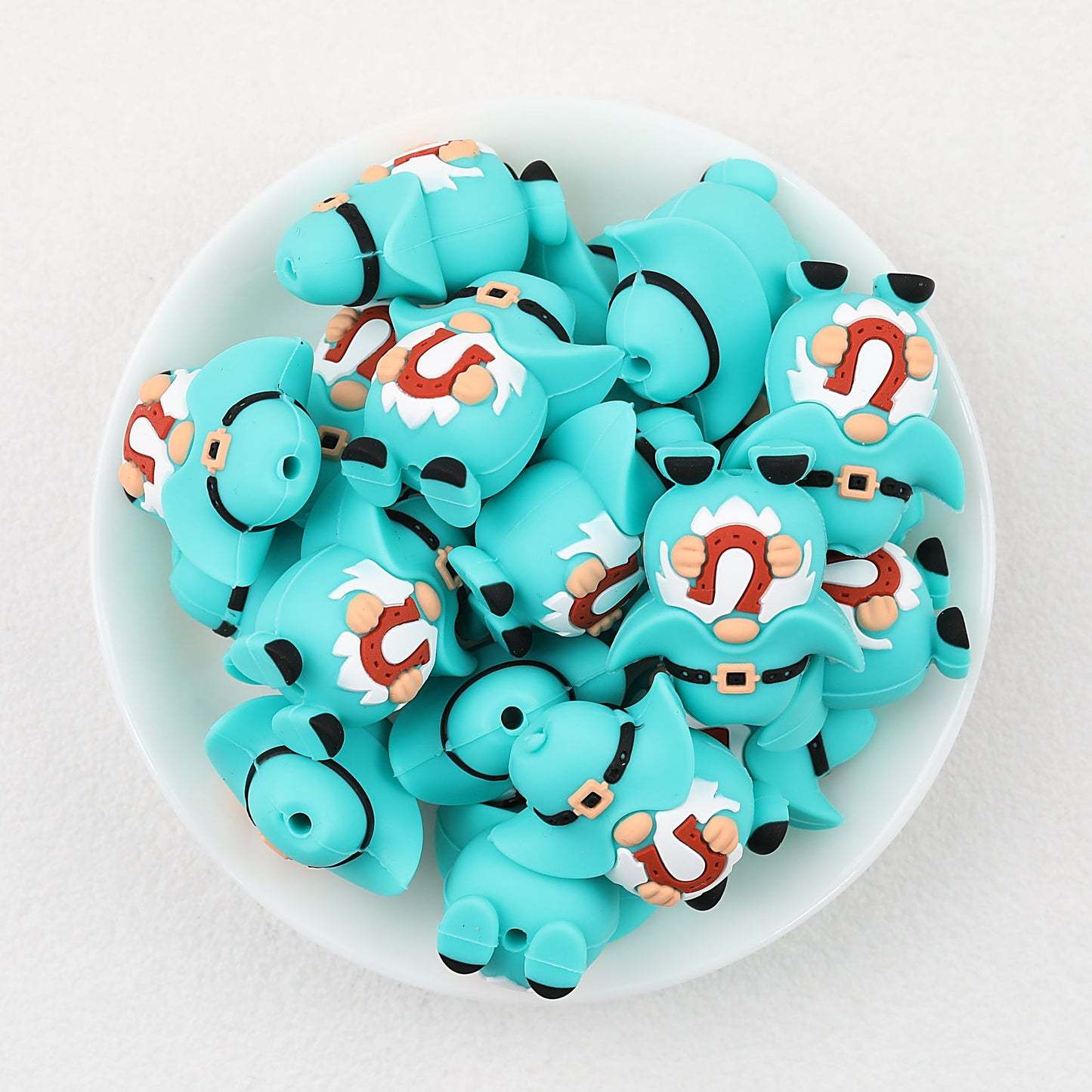 Blue 3D Horseshoe Gnome Silicone Focal Beads 20pcs