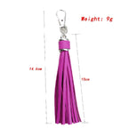 PU Leather Tassel Keychain 9cm Strips Silver Lobster Clasp 2