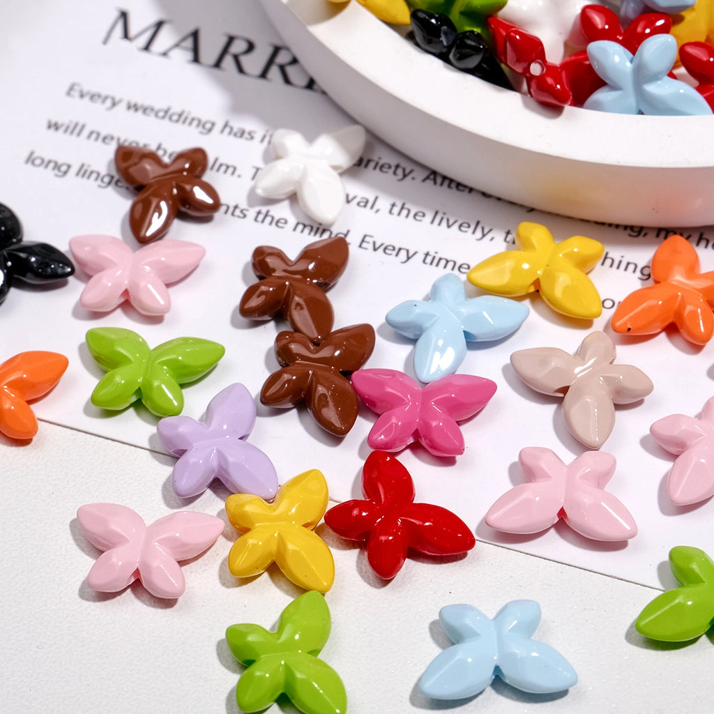 Baking Painted Faceted Butterfly Acrylic Beads 10mm Glossy Rainbow 50pcs 3