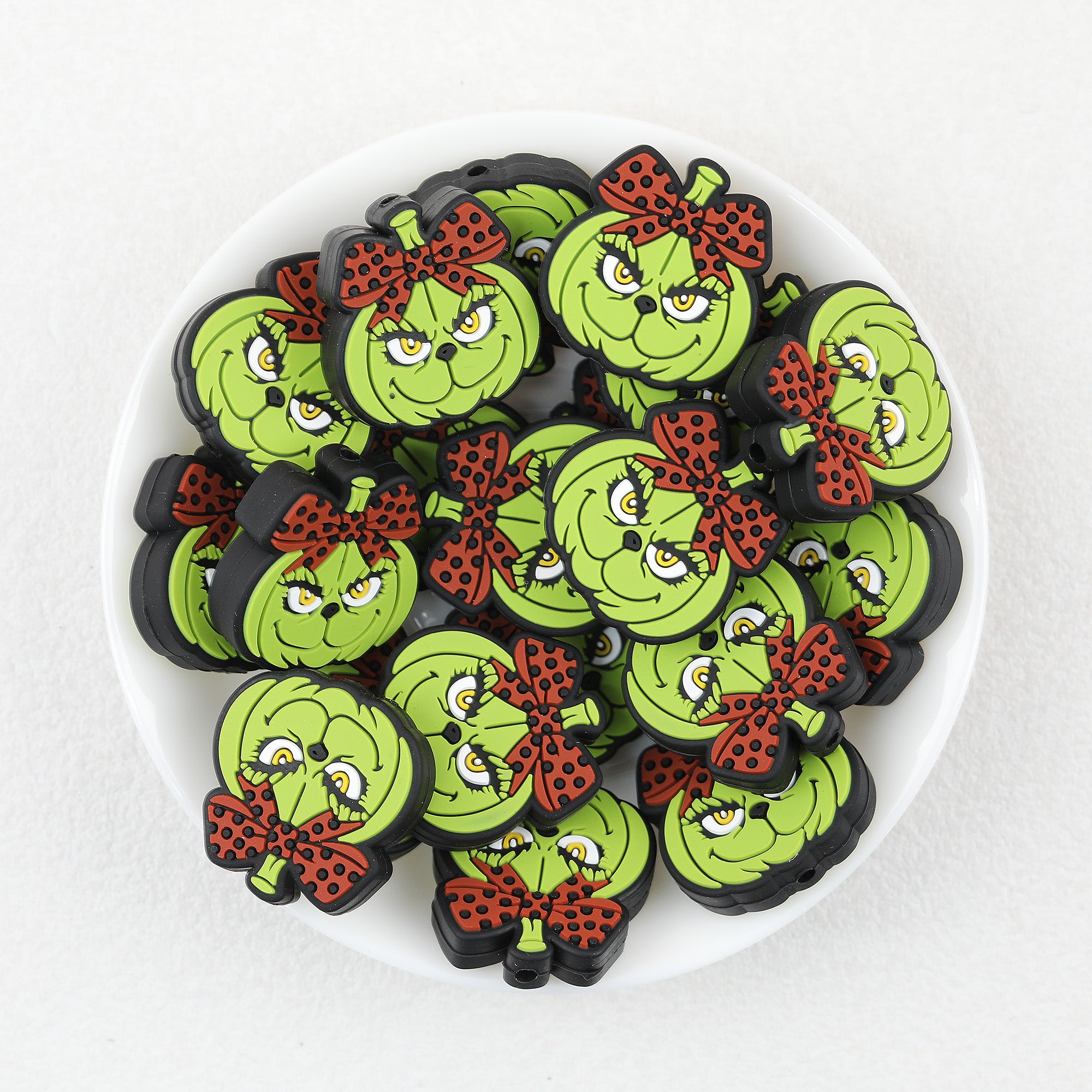 Halloween Bow Pumpkin Grinch Silicone Focal Beads 20Pcs  2