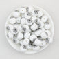 15mm Halloween Spider Web Printed Silicone Beads White Black 50pcs 3