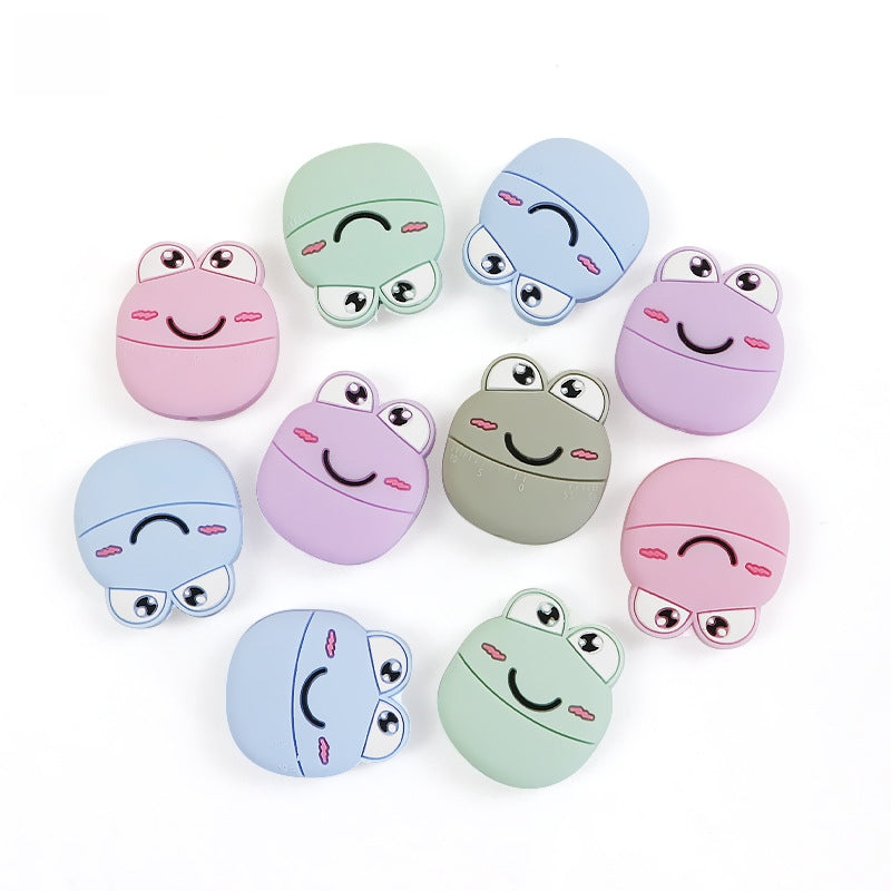 Silicone Focal Beads Frog Smiling Face Pastel Colors 20pcs 2