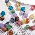 Imitation Jade Acrylic Beads 15mm Large Hole Ink Color 50pcs