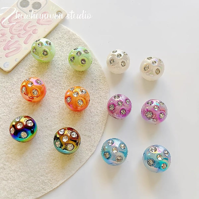 Diamond Round Acrylic Beads 16mm Glossy Faceted Mixed Colors 10pcs 4