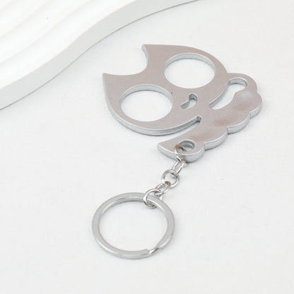 Cat Shaped Self Defense Keychain Survival Finger Clasp Compact