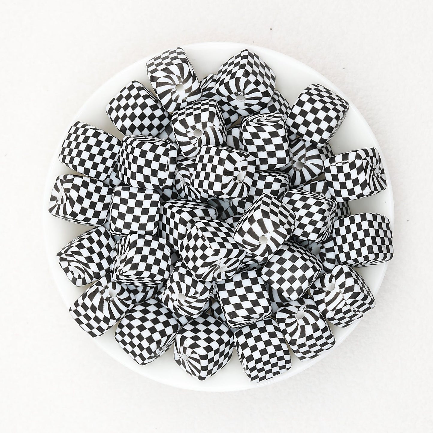 Geometric Pattern 13.5mm Square Silicone Beads with 2.5mm Hole 50pcs - 4