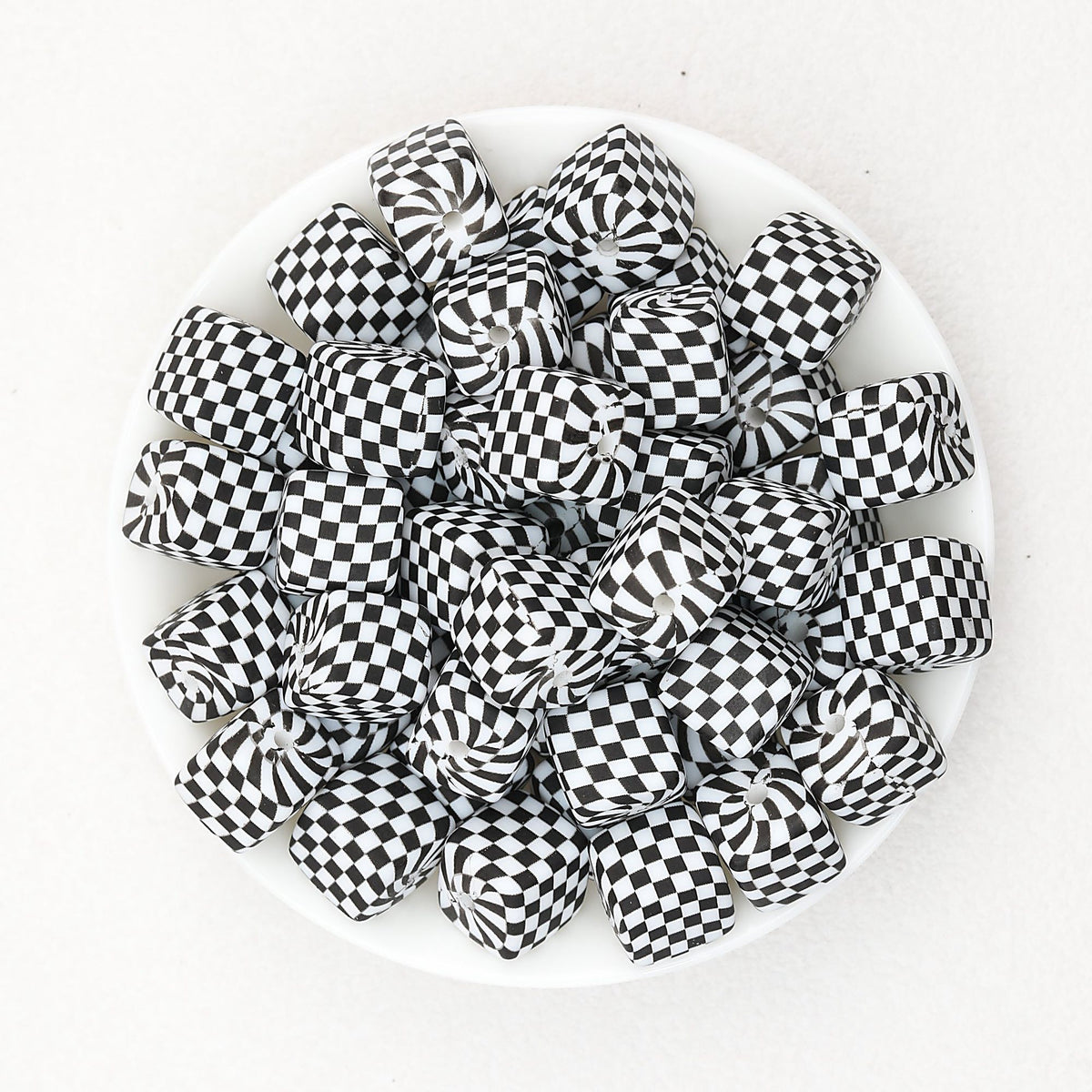 Geometric Pattern 13.5mm Square Silicone Beads with 2.5mm Hole 50pcs - 4