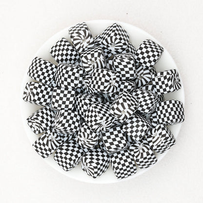 Geometric Pattern 13.5mm Square Silicone Beads with 2.5mm Hole 50pcs - 4