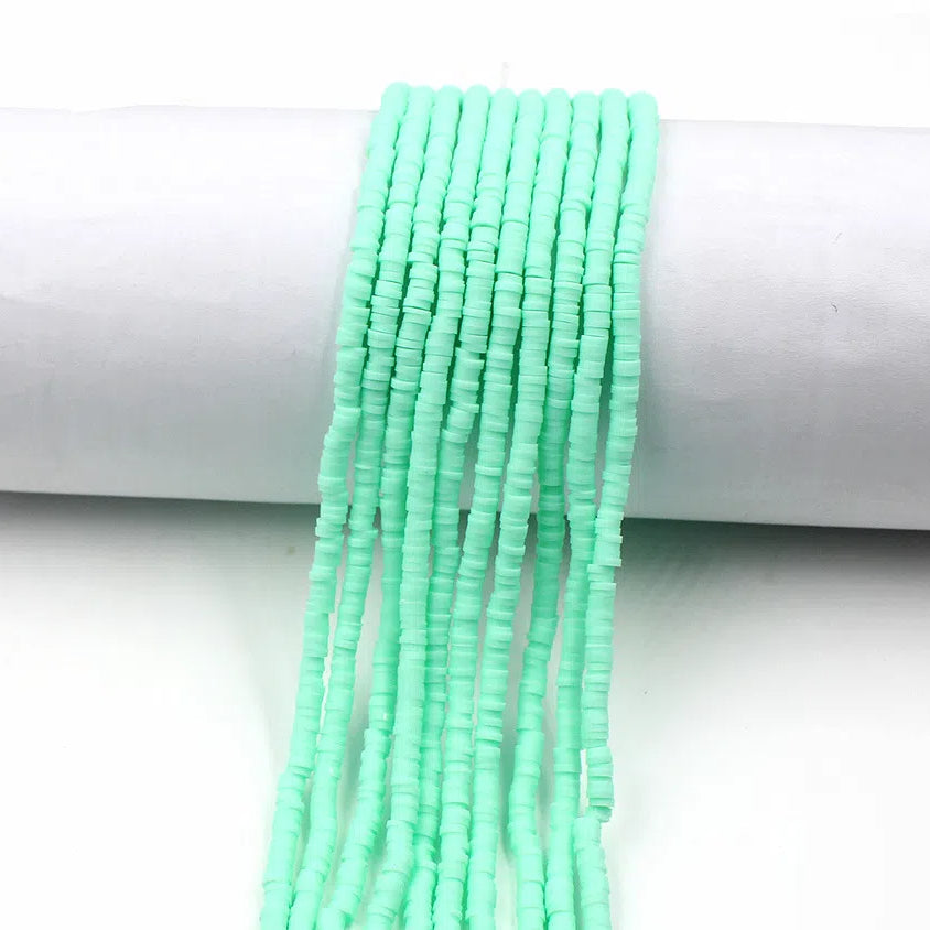 Flat Clay Beads 4mm Solid Color Polymer Disc 10strands 43