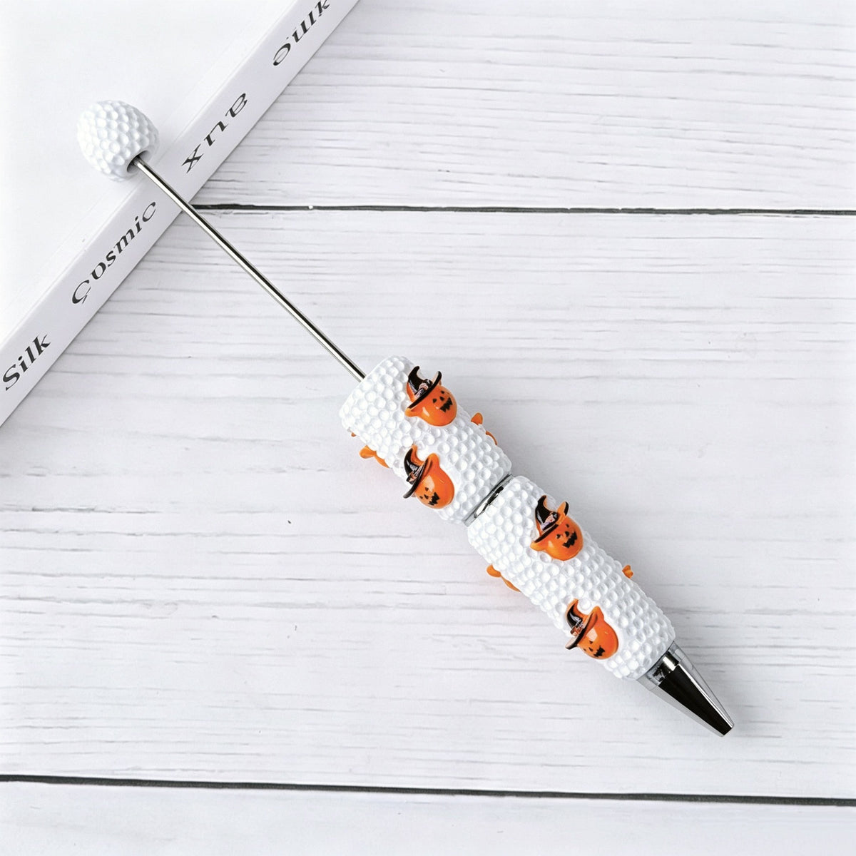 Beadable Halloween Pen with Pumpkin Ghost and Skull Designs 15