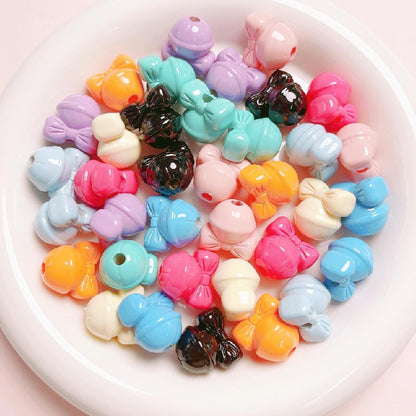 Bow Knot Bell Acrylic Beads 17mm Glossy Vibrant Colors 10pcs 15