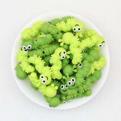 3D Cute Caterpillar Silicone Focal Beads 20 Pcs 2
