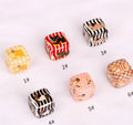 Square Acrylic Beads 14mm Striped Cartoon Puppy Pattern 10pcs 4