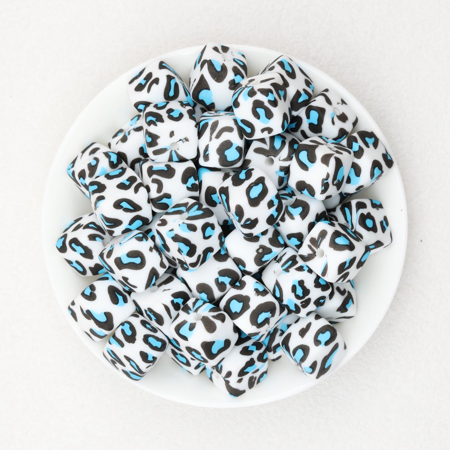 13.5mm Square Leopard Print Silicone Beads 50pcs 7